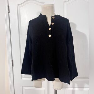 Heyson Cotton Blend‎ Knit Sweater with Buttons - sz S